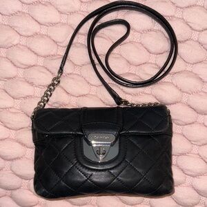 Calvin Klein Black Quilted Crossbody Bag with Silver Accents